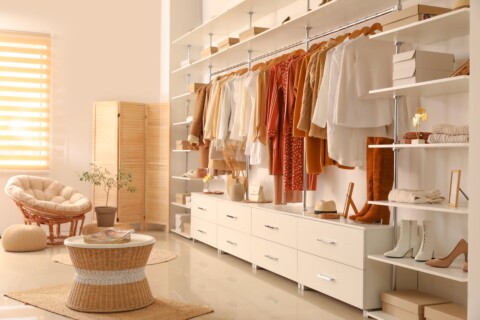 Huge cupboard with clothes perfectly placed in their place representing the best closet system